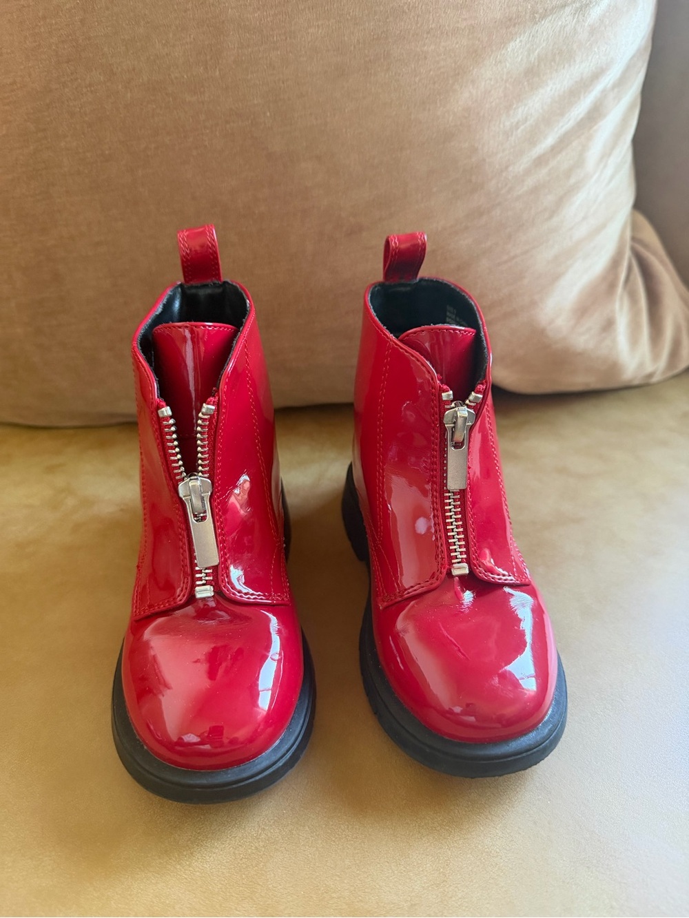 GAP Kids Red Patent Front-Zip Ankle Boots